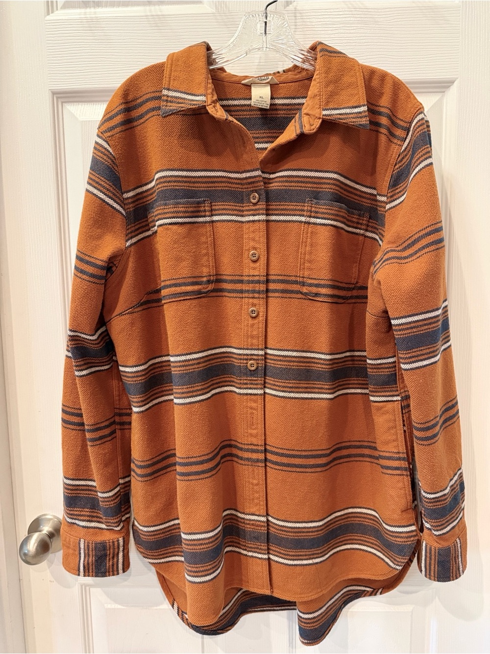 Duluth Trading Co. Men’s Flannel Shacket Button down  - Burnt Orange